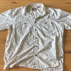 Howler Brothers White and Blue Patterned Casual Shirt Grateful Dead Bolts XL